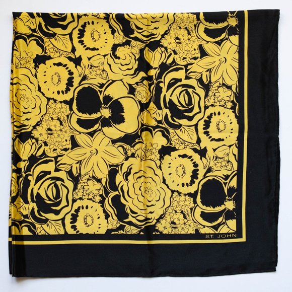 St. John Accessories St John Vintage Large Silk Floral Scarf In